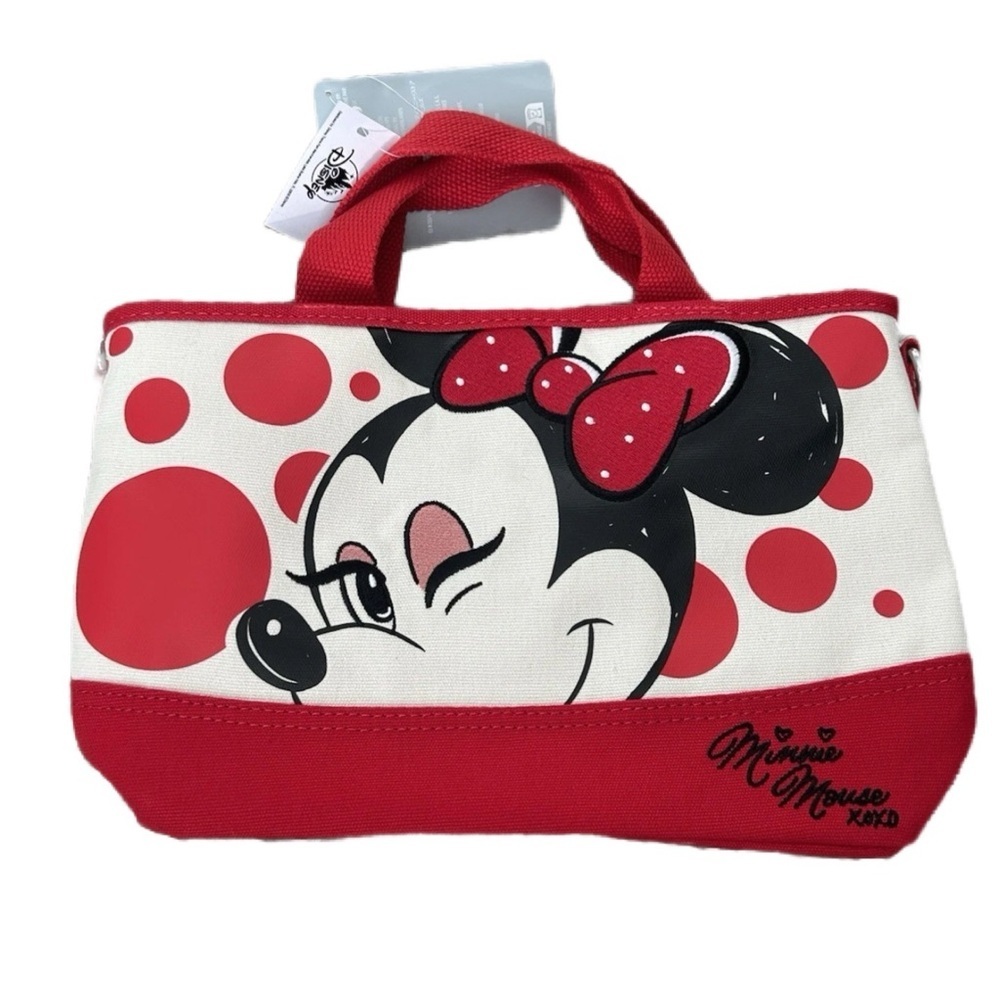 Disney Minnie Mouse Red and Black Polka Dot Canvas Handbag - NWT